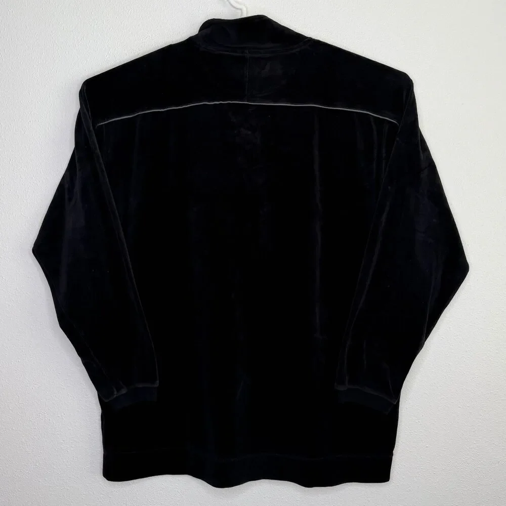 Vintage Nautica Velour Fleece Quarter Zip Pullover Black Men’s XL Sweater